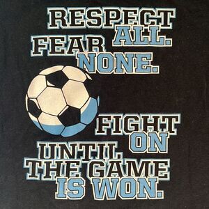 Gildan Short Sleeve Small Black Blue White Cotton Soccer T-Shirt Respect All Fea
